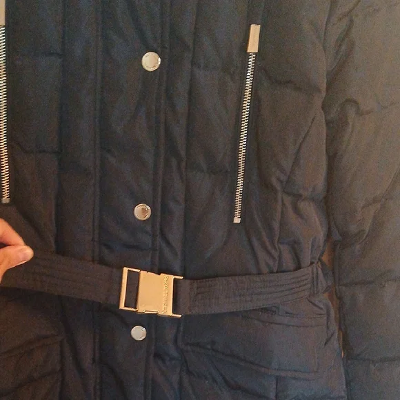 Michael Kors Navy Blue Puffer Coat with Fur Trim - Picture 5 of 15